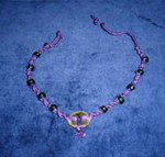 Purple hemp with green glass beads and Chinese coin center-piece (2) (Will get better photos soon...)
